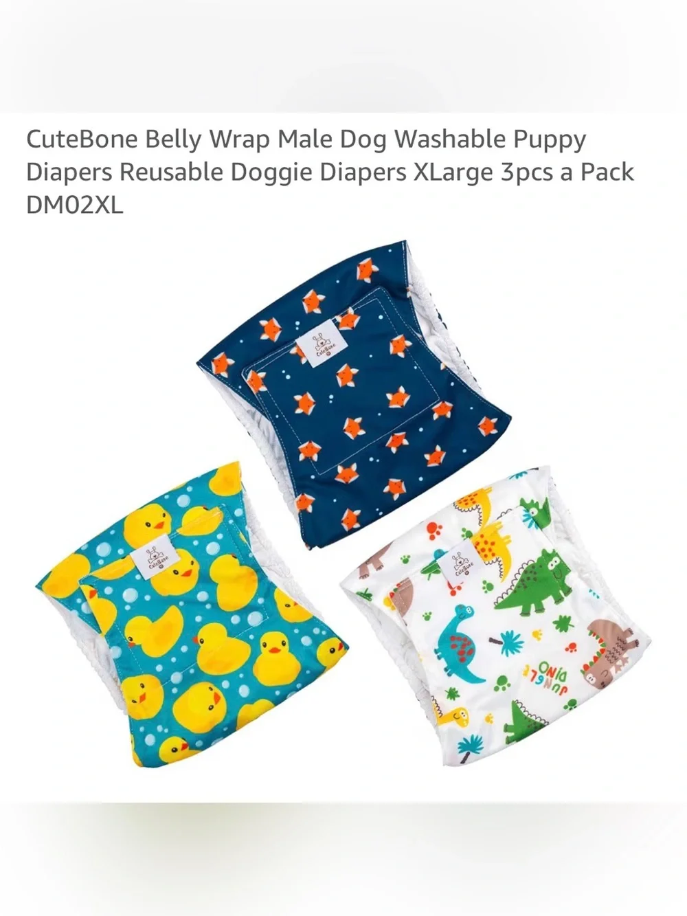 CuteBone Male Dog Belly Bands Wraps XL Washable Diapers Lot of 5 New in Pkg Bulk